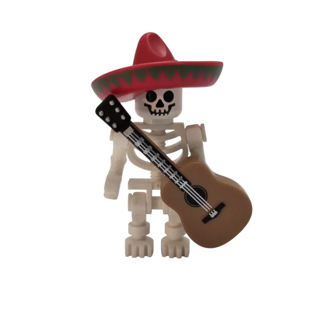 LEGO Day of the Dead Skeleton Mariachi Band Minifigure MOC Lot Guitars Halloween